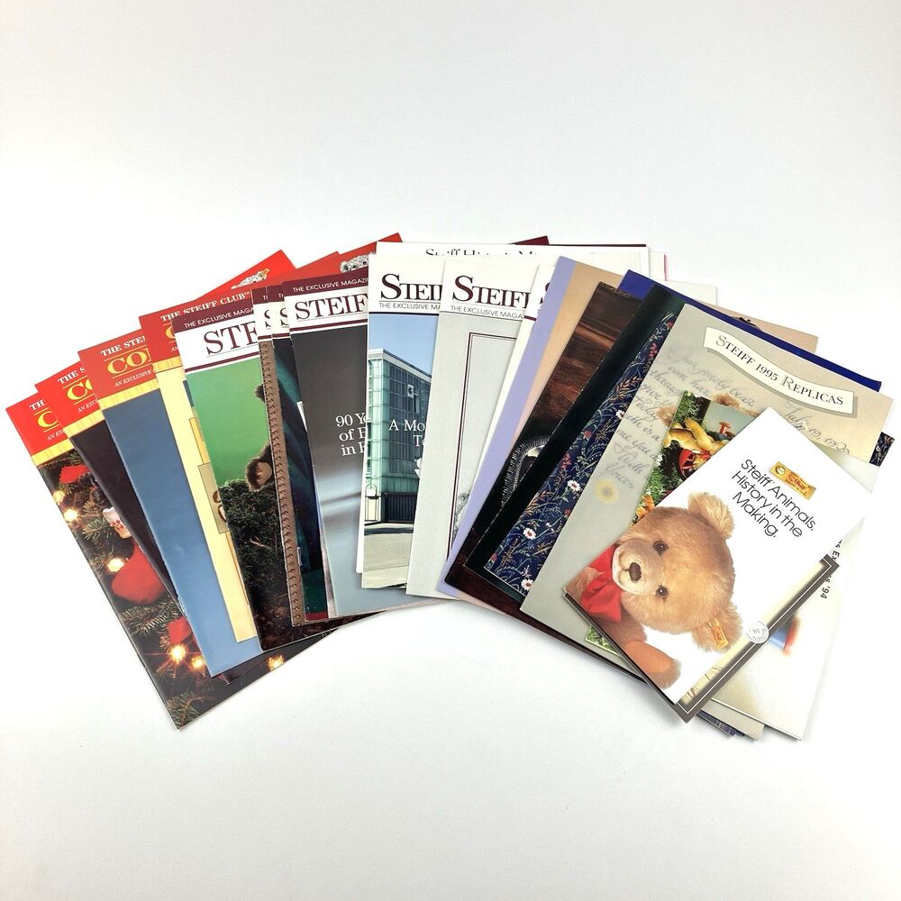 Lot of 36 Steiff Club Companion USA Catalogs/Magazines EUC 1990s /w Box